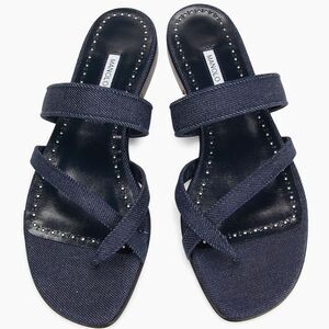 Manolo Blahnik Susaperf Cotton Flat Sandals size 37